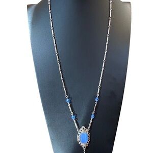1928 Blue and Silver Opalescent Necklace